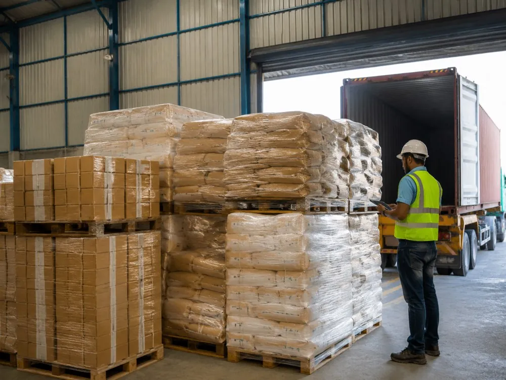 Hàng xuất đóng pallet chờ xuất kho