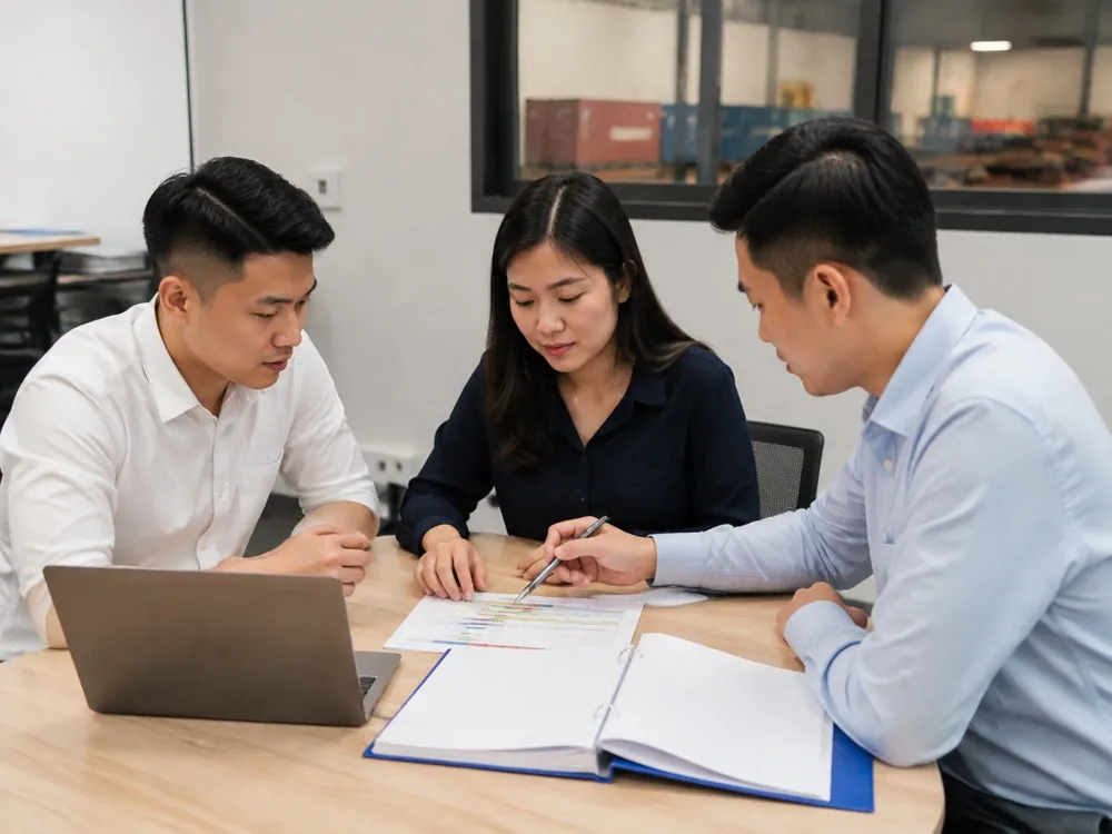 Buổi làm việc bàn phương án xuất nhập khẩu tại văn phòng